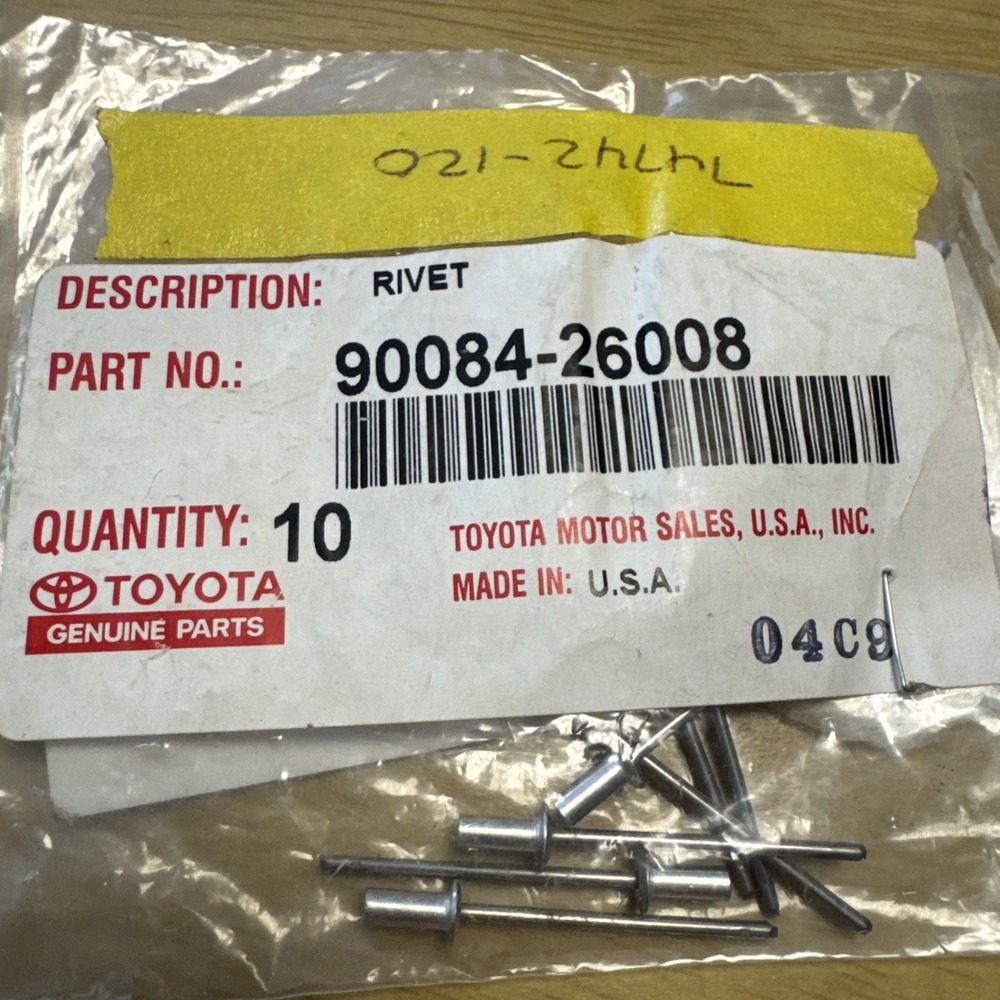 Closed End Rivet, 1/8" Shank, 1/16"-1/8" Grip, for Toyota 90084-26008 (Qty:10